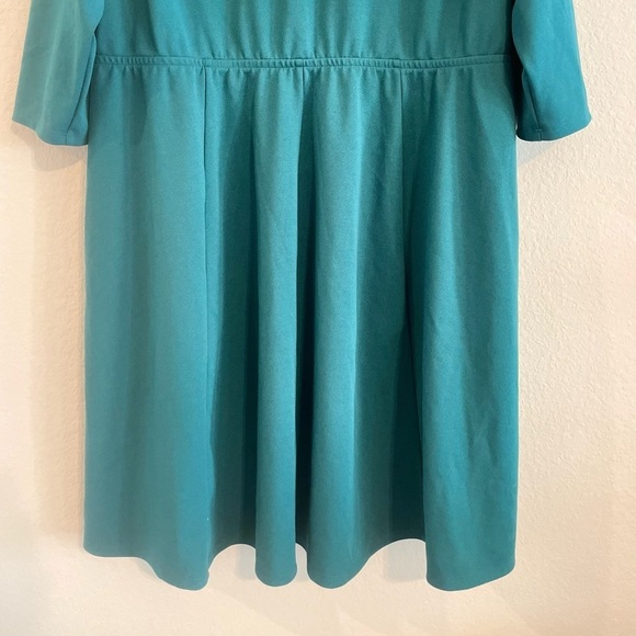 Lane Bryant Women’s Midi Dress Size 20 Green Ruched Waist 3/4 Sleeve Pull Over - Picture 5 of 14